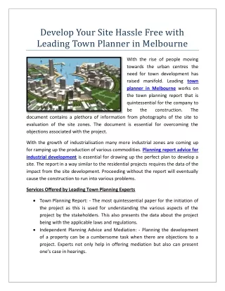 Develop Your Site Hassle Free with Leading Town Planner in Melbourne