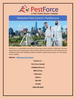 Edmonton Pest Control | Pestforce.ca