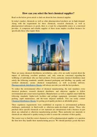 how can you select the best chemical supplier