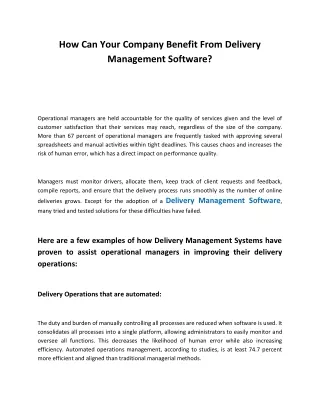 How Can Your Company Benefit From Delivery Management Software