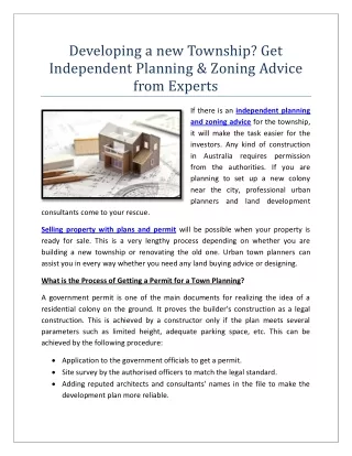 Developing a new Township? Get Independent Planning & Zoning Advice from Experts