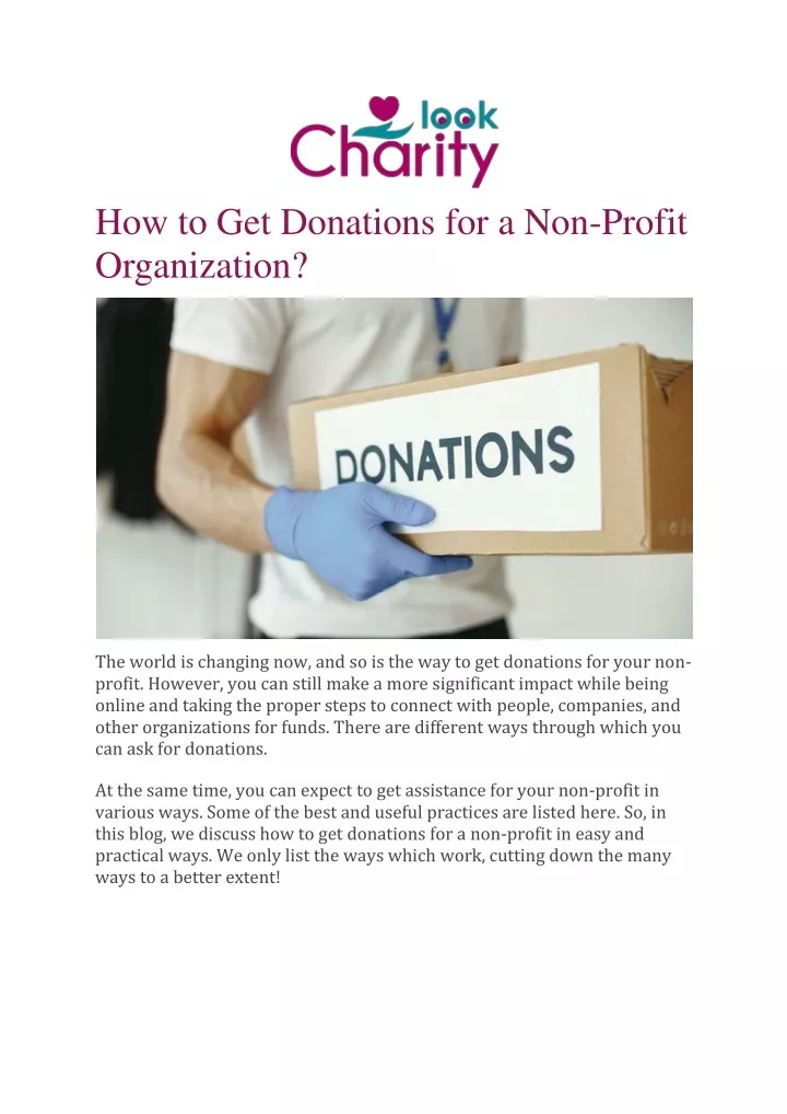 how to get donations for a non profit organization