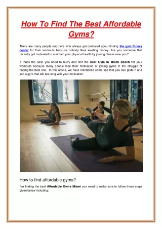 how to find the best affordable gyms