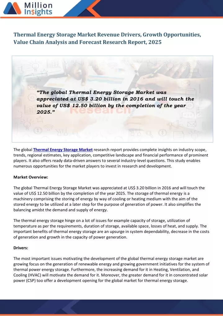 thermal energy storage market revenue drivers