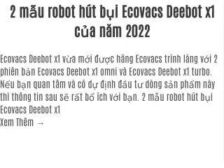 2 mẫu robot hút bụi Ecovacs Deebot x1 của năm 2022