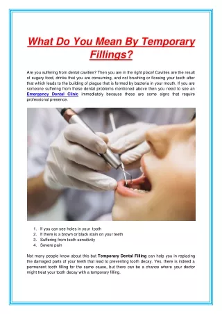 what do you mean by temporary fillings