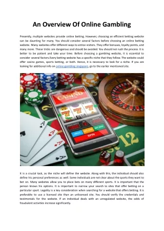 An Overview Of Online Gambling