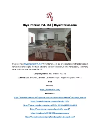 Riya Interior Pvt. Ltd | Riyainterior.com