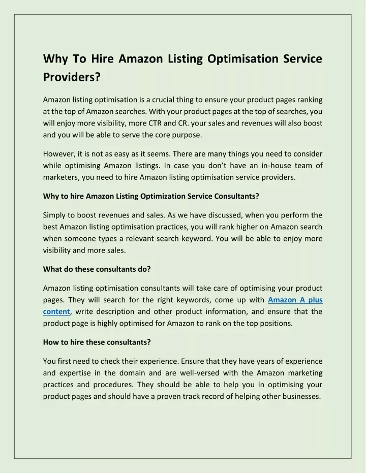 why to hire amazon listing optimisation service