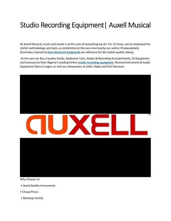 Studio Recording Equipment Auxell Musical