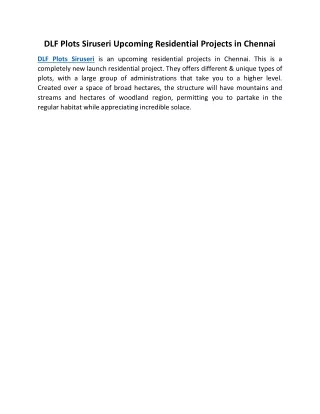 dlf plots siruseri upcoming residential projects