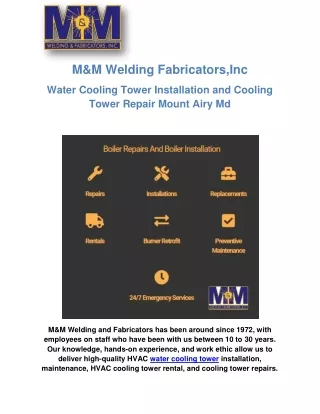 Water Cooling Tower Installation and Cooling Tower Repair Mount Airy Md