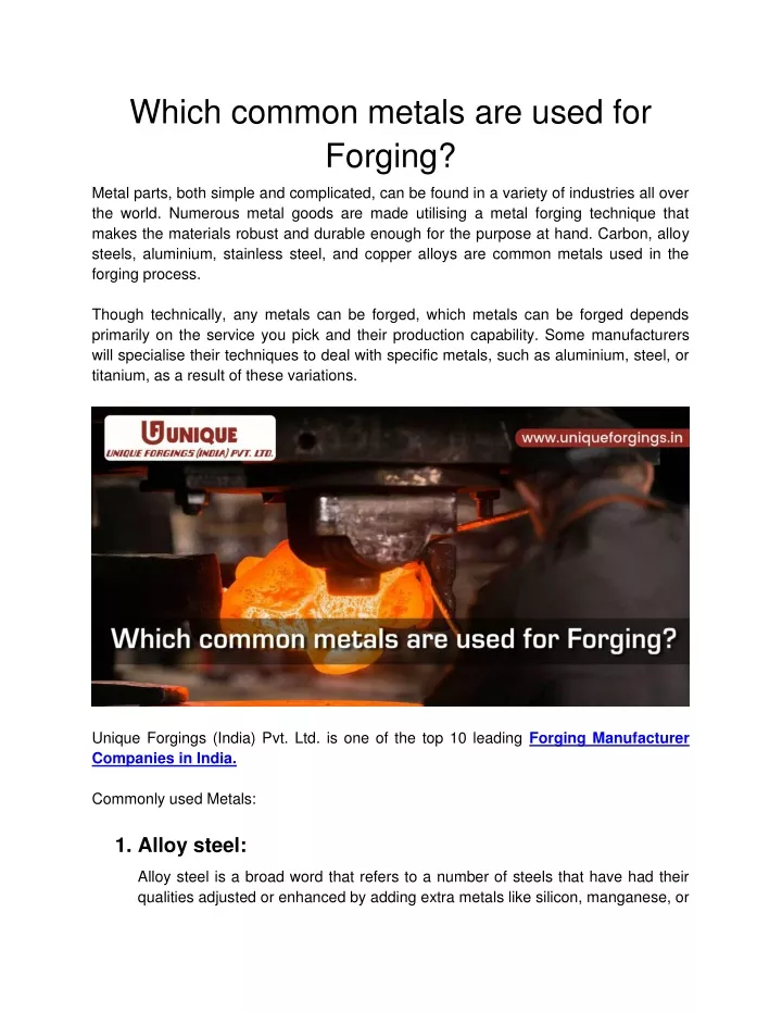 which common metals are used for forging