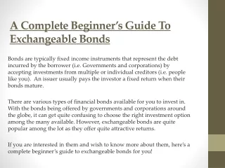 A Complete Beginner’s Guide To Exchangeable Bonds
