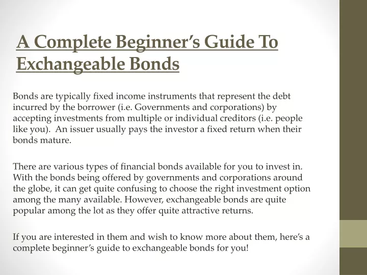 a complete beginner s guide to exchangeable bonds