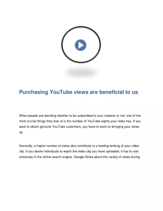 purchasing youtube views are beneficial to us