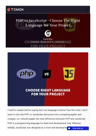 php vs javascript choose the right language