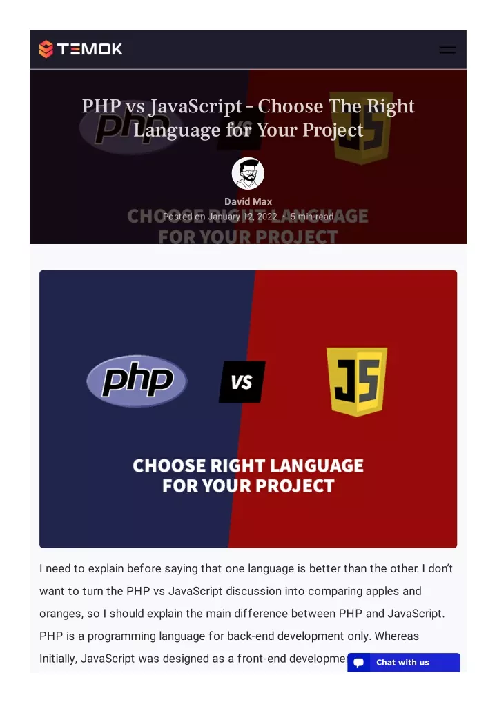 php vs javascript choose the right language