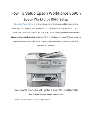 How To Setup Epson WorkForce 8590