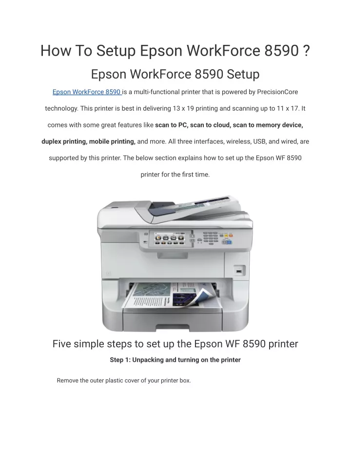 how to setup epson workforce 8590