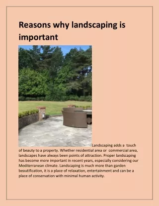 reasons why landscaping is important