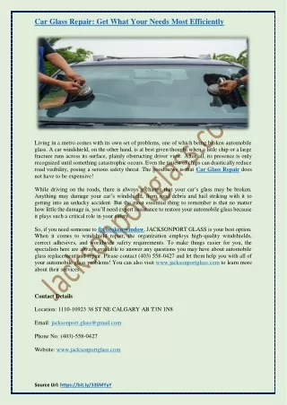 car glass repair get what your needs most