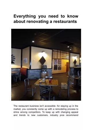 Everything you need to know about renovating a restaurants