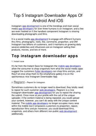 top 5 instagram downloader apps of android and ios
