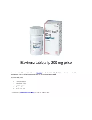 hetero has manufactured efavirenz tablet with