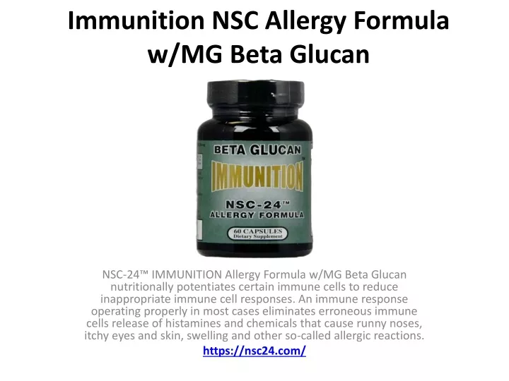 immunition nsc allergy formula w mg beta glucan