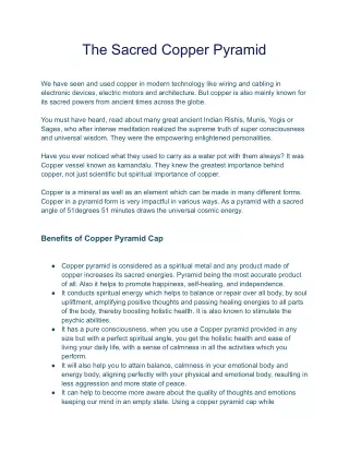 the sacred copper pyramid