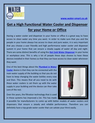 Get a High Functional Water Cooler and Dispenser for your Home or Office