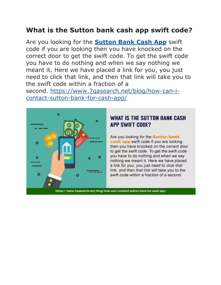 what is the sutton bank cash app swift code