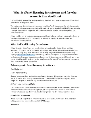 what is cpanel licensing for software
