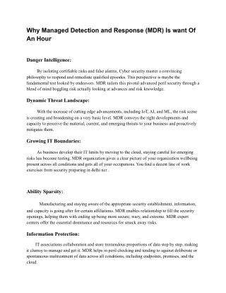 Why Managed Detection and Response (MDR) Is want Of An Hour
