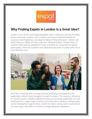 why finding expats in london is a great idea