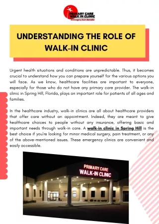 Understanding the Role of Walk-In Clinic