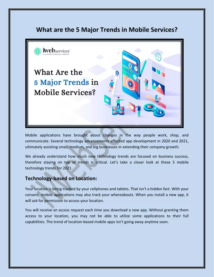 what are the 5 major trends in mobile services