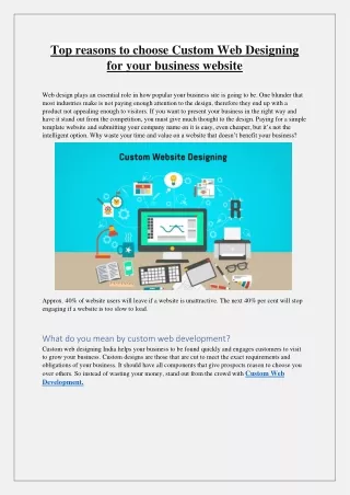 Top reasons to choose Custom Web Designing for your business website