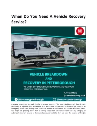 When Do You Need A Vehicle Recovery Service