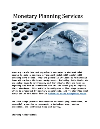 Monetary Planning Services