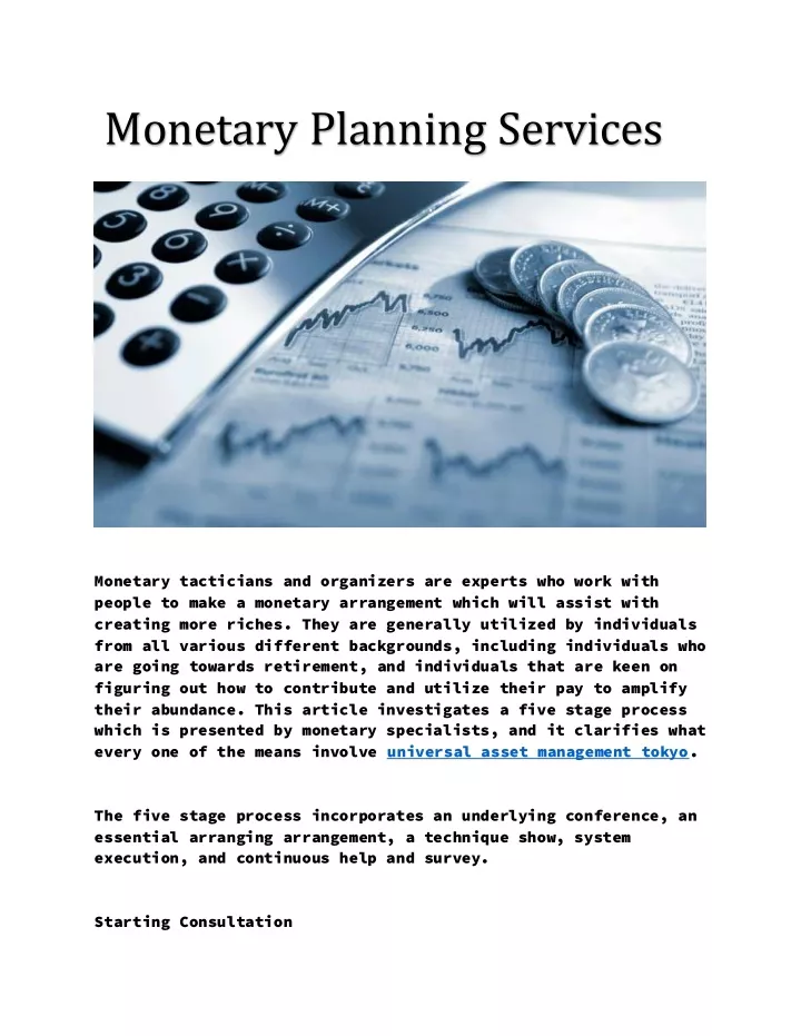 monetary planning services