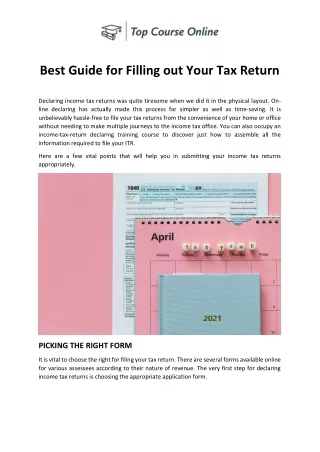 Best Guide for Filling out Your Tax Return