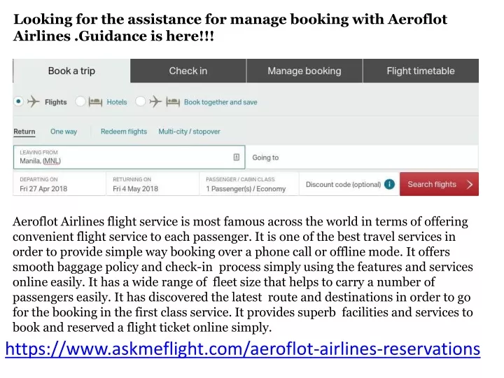 looking for the assistance for manage booking with aeroflot airlines guidance is here