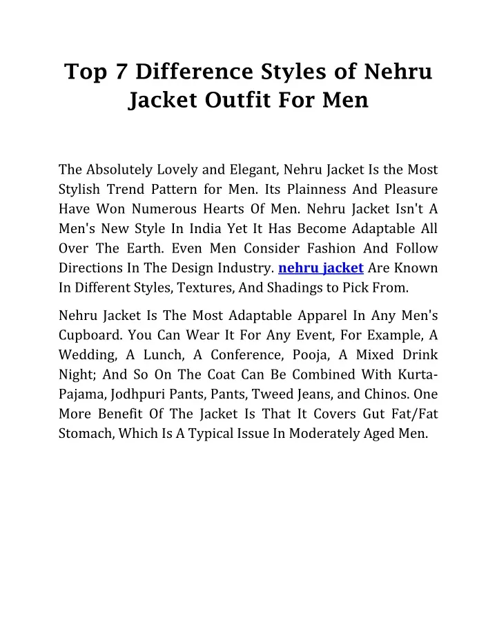 top 7 difference styles of nehru jacket outfit