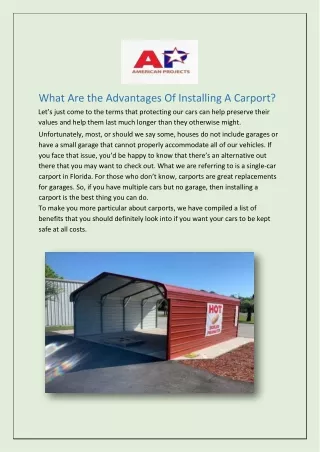 Benefits Of installing Carport | AmericanProjects
