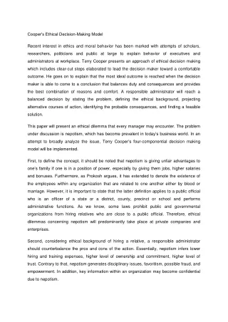 cooper s ethical decision making model