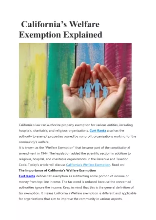 california s welfare exemption explained
