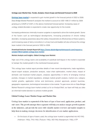 urology laser market size trends analysis future