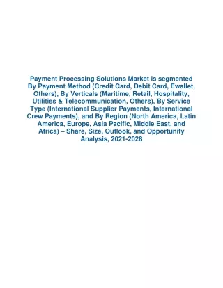 payment processing solutions market is segmented